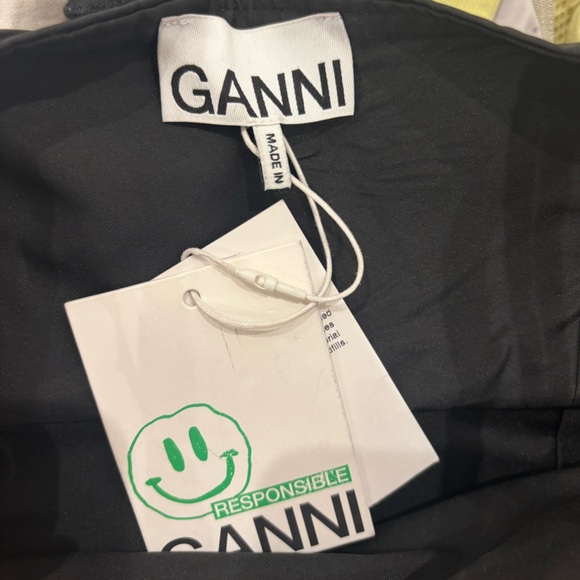 NWT Ganni Strappy Taffeta Dress Drop Waist Black 36 - Picture 7 of 9